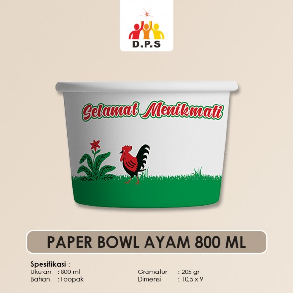 PAPER BOWL CETAK AYAM JAGO 800 ML